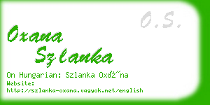 oxana szlanka business card